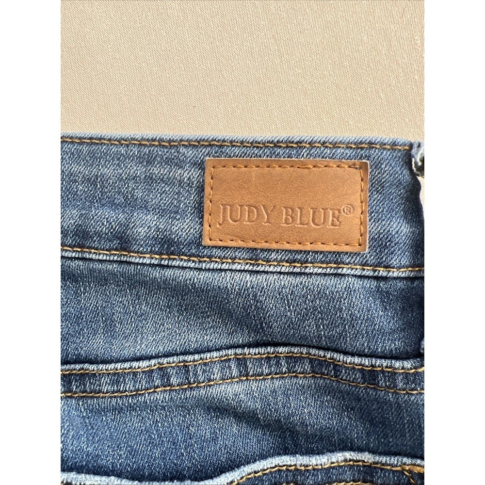 Judy Blue Skinny Fit Distressed Plaid Patch Jeans Medium Wash Denim Womens 11/30 - Picture 8 of 12